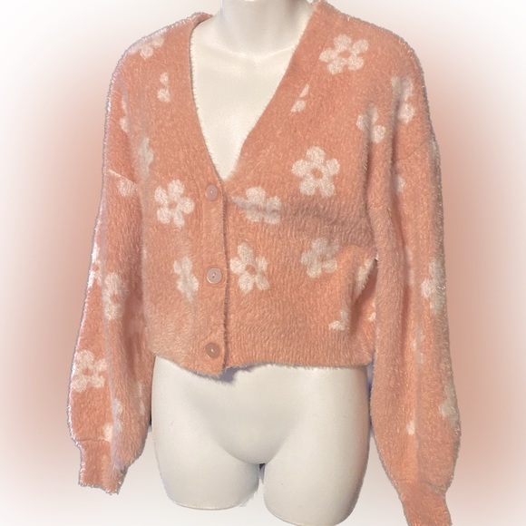 No Boundaries Floral Pink & White Cardigan (NEW) - Picture 1 of 7